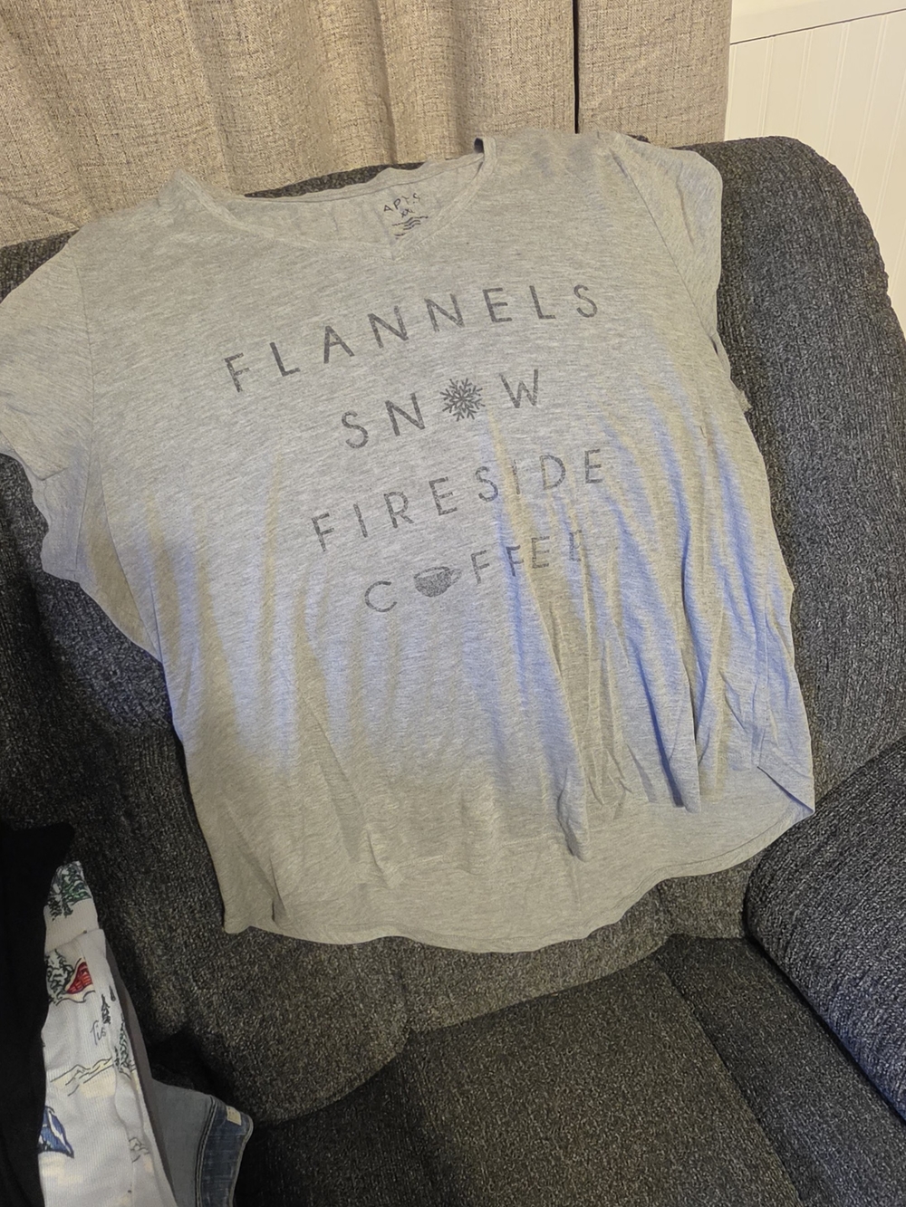 Apt. 9 Light Gray 'Flannels Snow Fireside Coffee' Graphic Tee